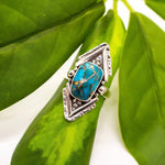 Sterling Silver Copper Turquoise Decorated Point RingBaizaar