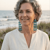 Sterling Silver Kingman Turquoise Dangle Earrings – 5 Inch Statement Design – Native Made by Geraldine James – Navajo HandmadeThe Bijoux FAB Jewelryearrings