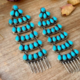 Sterling Silver Kingman Turquoise Dangle Earrings – 5 Inch Statement Design – Native Made by Geraldine James – Navajo HandmadeThe Bijoux FAB Jewelryearrings