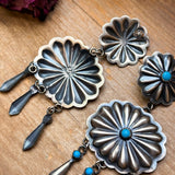Sterling Silver Kingman Turquoise Dangle Earrings – Native Made by Cordelo CheeThe Bijoux FAB JewelryEarrings