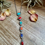 Sterling Silver Lariat Necklace – Native Made – Turquoise, Spiny, & Lapis Charms – One of a KindThe Bijoux FAB Jewelrynecklaces
