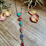 Sterling Silver Lariat Necklace – Native Made – Turquoise, Spiny, & Lapis Charms – One of a KindThe Bijoux FAB Jewelrynecklaces