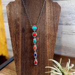 Sterling Silver Lariat Necklace – Native Made – Turquoise, Spiny, & Lapis Charms – One of a KindThe Bijoux FAB Jewelrynecklaces