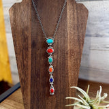 Sterling Silver Lariat Necklace – Native Made – Turquoise, Spiny, & Lapis Charms – One of a KindThe Bijoux FAB Jewelrynecklaces