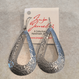 Sterling Silver Long Hammered Teardrop with Cutout EarringsJinjaEARRINGS