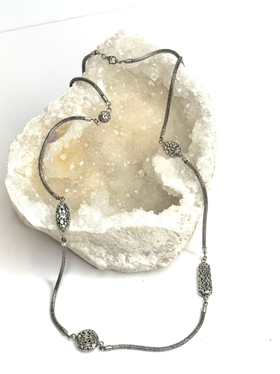 Sterling Silver Long Handmade Beads NecklaceJinjaNECKLACES