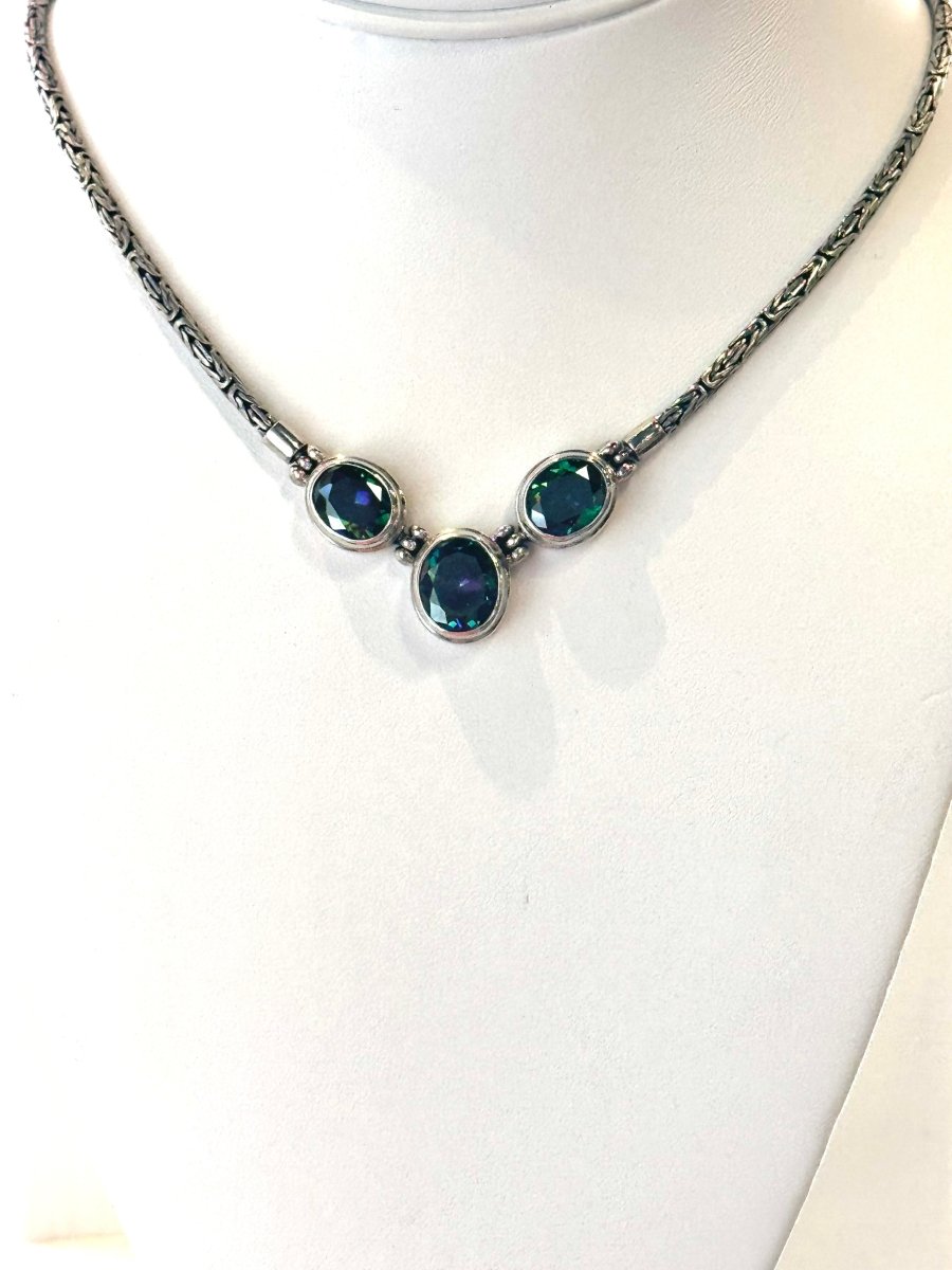 Sterling Silver Natural Mystic Topaz NecklaceJinjaNECKLACES