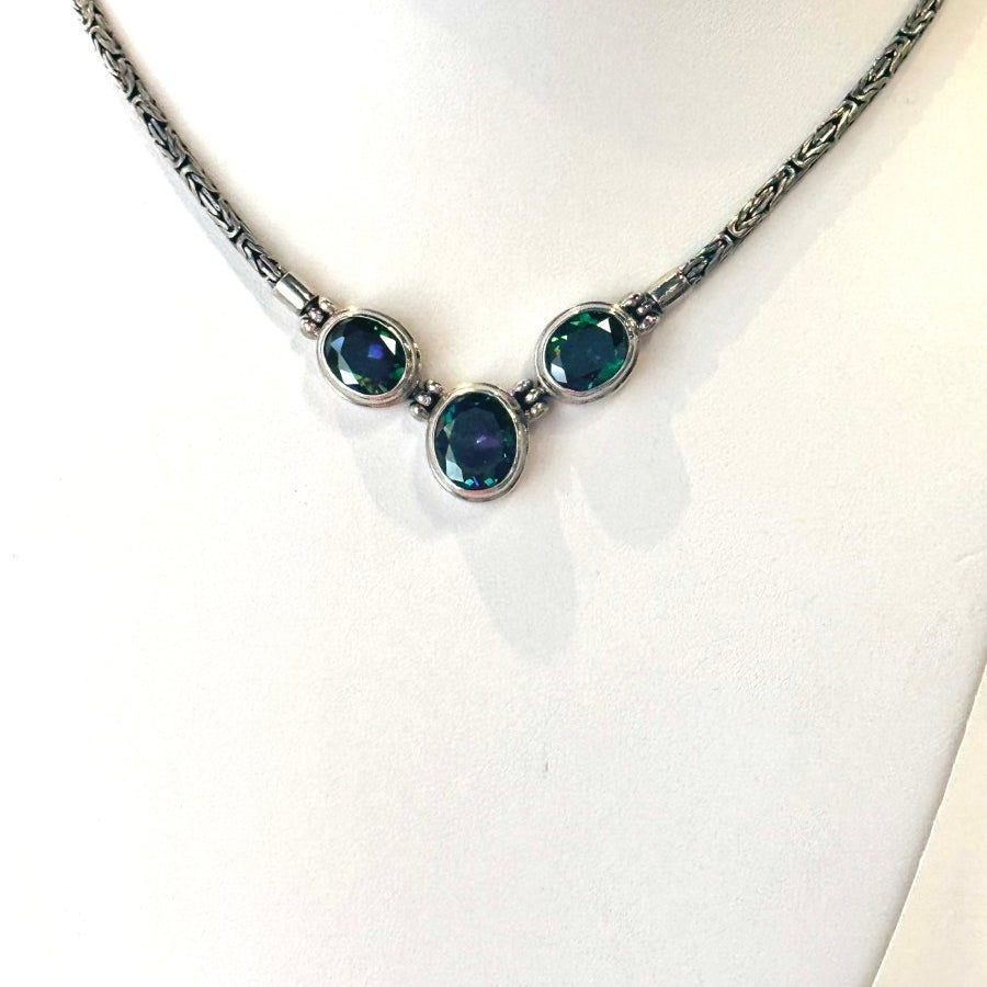 Sterling Silver Natural Mystic Topaz NecklaceJinjaNECKLACES