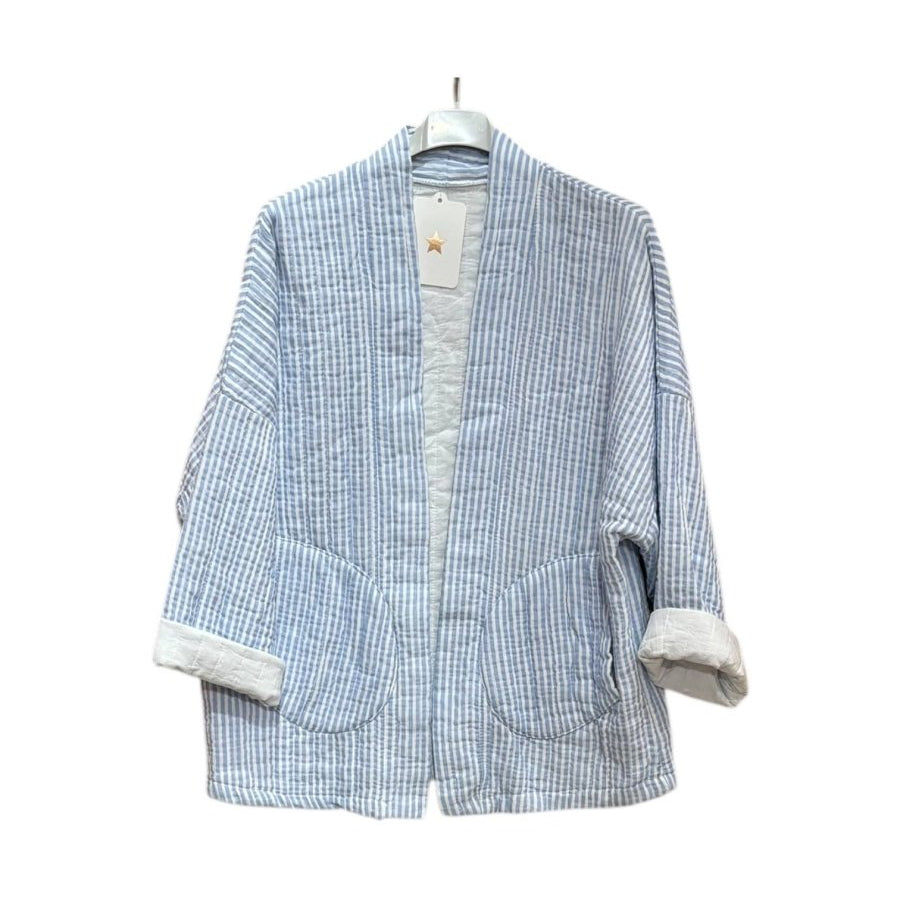 Striped cotton gauze jacket: SkyMOONSUNjacket