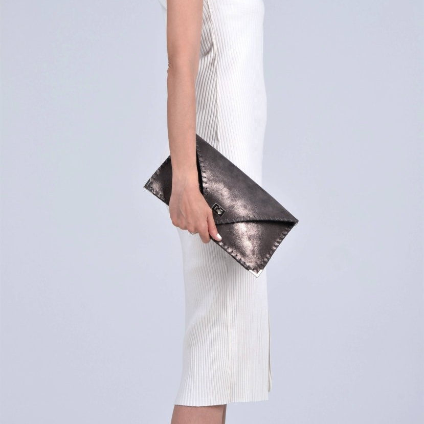 Symmetria leather sparkling bag in taupe color: SmallANA KOUTSI