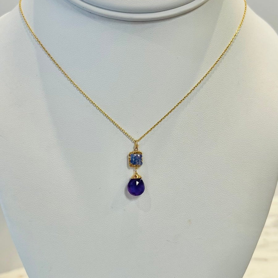 Tanzanite & Amethyst Necklace 4244 - A - B - tanz/amy - GMichelle PresslerNECKLACES