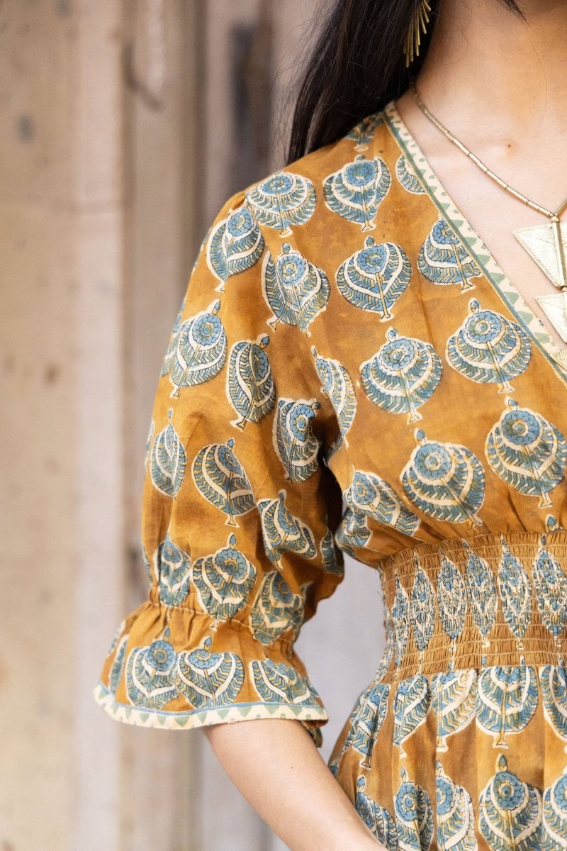 Tatiana Block Printed Dress – OchreThe Fox and The MermaidDRESS