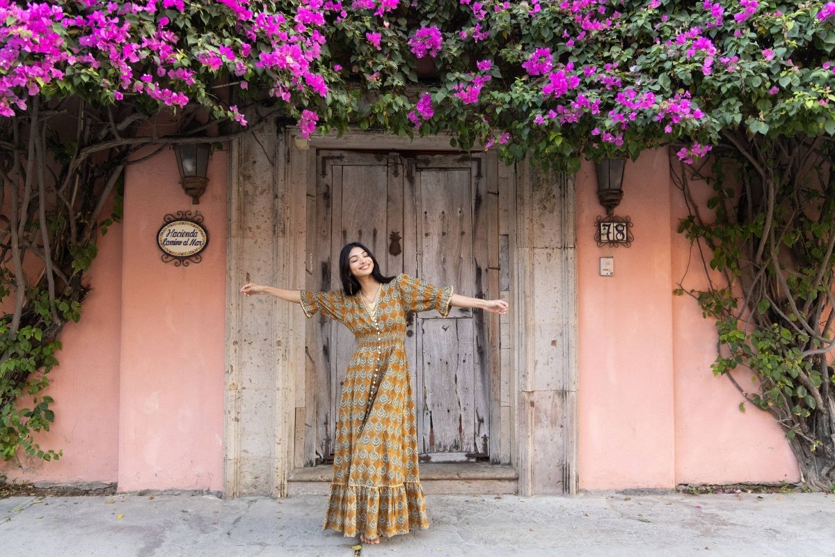Tatiana Block Printed Dress – OchreThe Fox and The MermaidDRESS