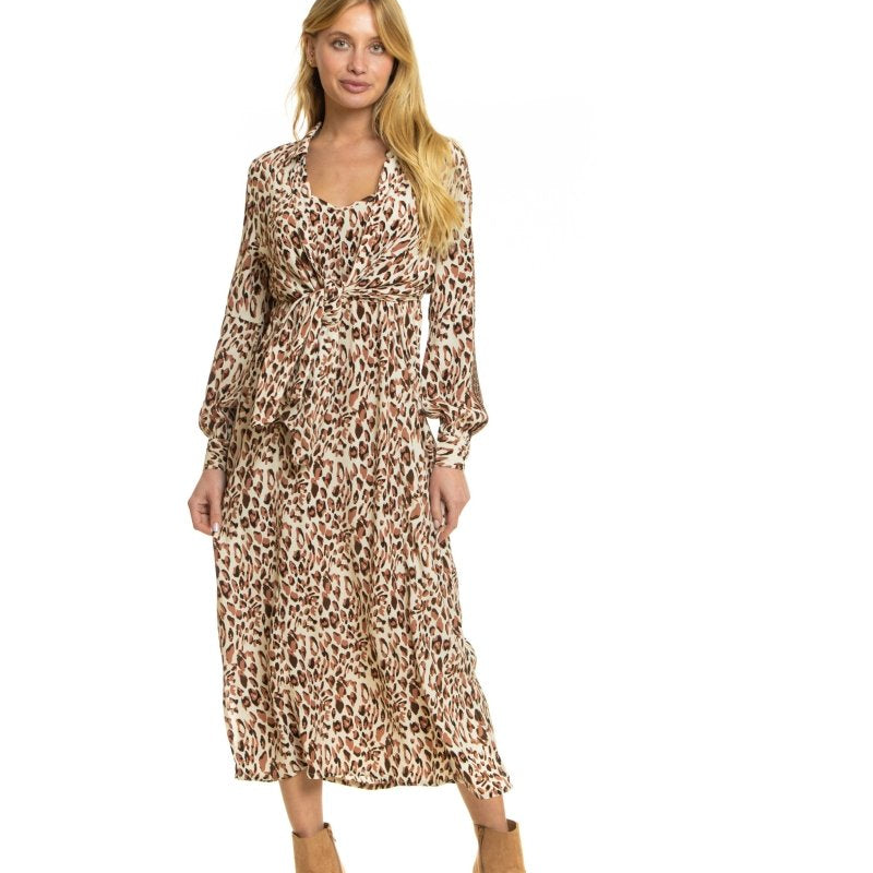 Tayla Tie Front Dress – Leopard PrintTolaniDRESS