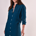 Teal Washed Linen Girlfriend Midi DressEmily PhillipsDRESS