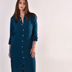 Teal Washed Linen Girlfriend Midi DressEmily PhillipsDRESS