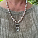 Three Stick Pearl Pendant Necklace – Freshwater Pearls & Pink Tourmaline, 20”Ziabird Private LabelNECKLACES