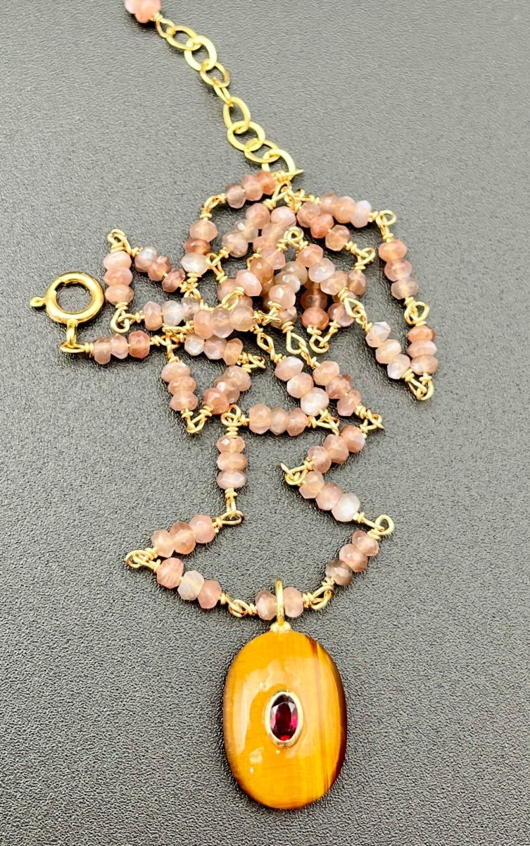 Tigers Eye with Garnet NecklaceBeth ZinkNECKLACES