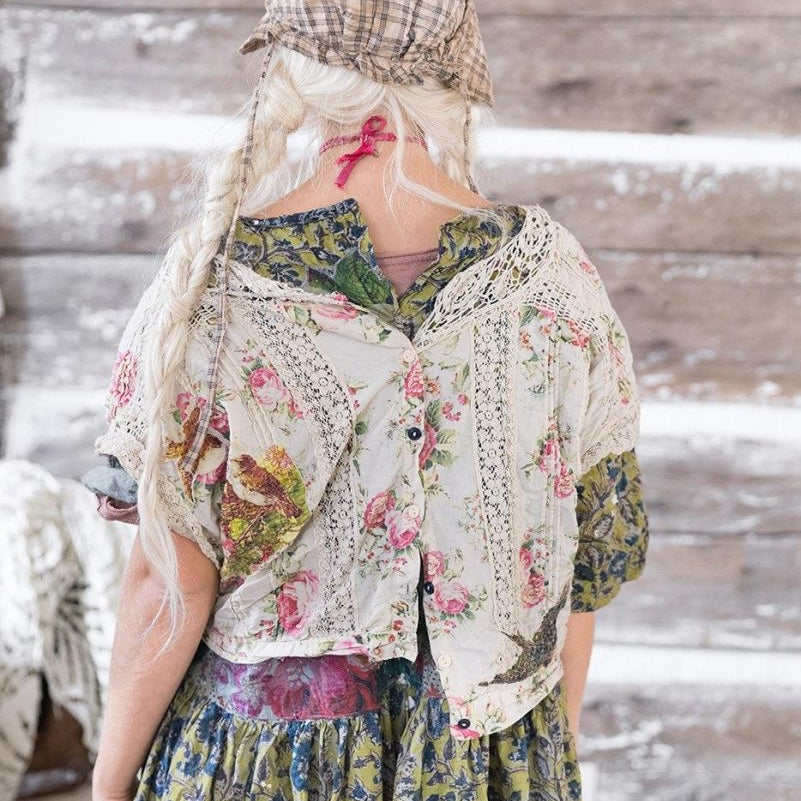 Top 1334 - Floral Dejah Cropped Blouse - NoneMagnolia PearlTOPS