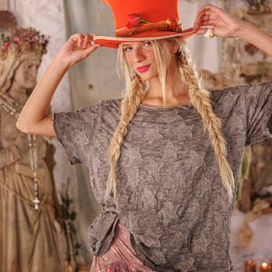 Top 1991 - Little Star Applique Tee/MeteoriteMagnolia Pearlshirt
