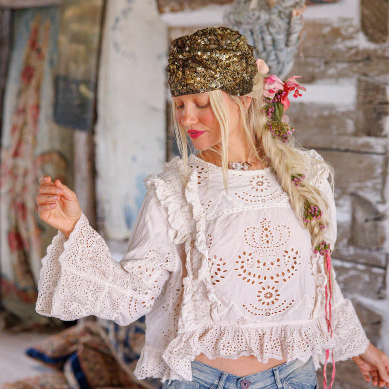 Top 2194 - Hermione Eyelet Blouse - MoonlightMagnolia PearlTOPS