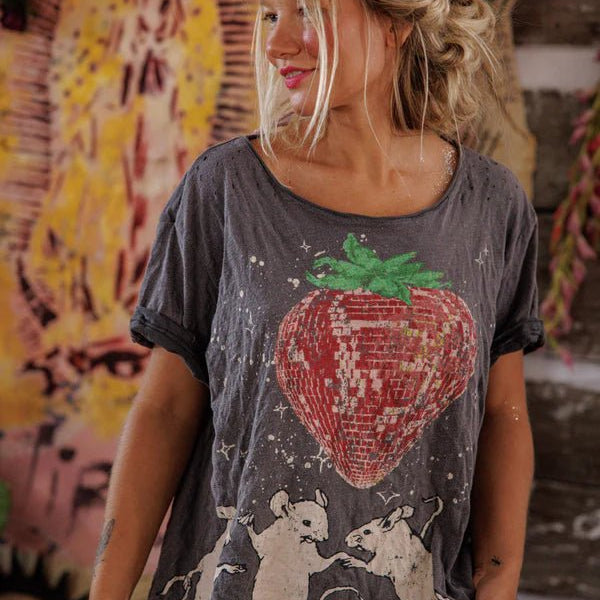 Top 2663 - Discotheque Fraises Tee - OzzyMagnolia PearlTOPS