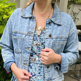 Trendy Loose Solid Color Denim JacketDipped Shopcoat