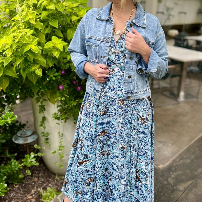 Trendy Loose Solid Color Denim JacketDipped Shopcoat