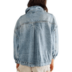 Trendy Loose Solid Color Denim JacketDipped Shopcoat