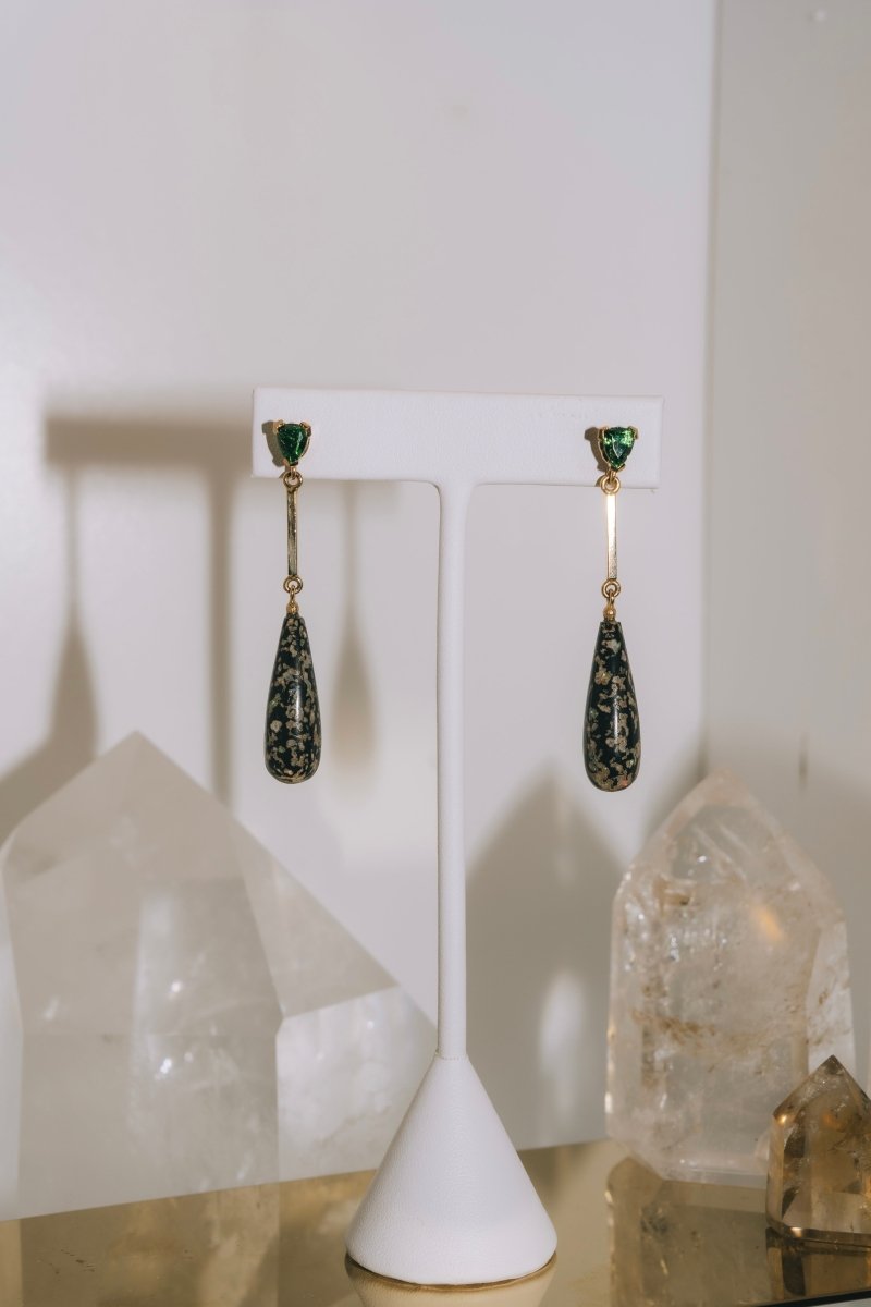 Tsavorite Garnet & Leopard Opal EarringsWaterlight Jewelry Coearring
