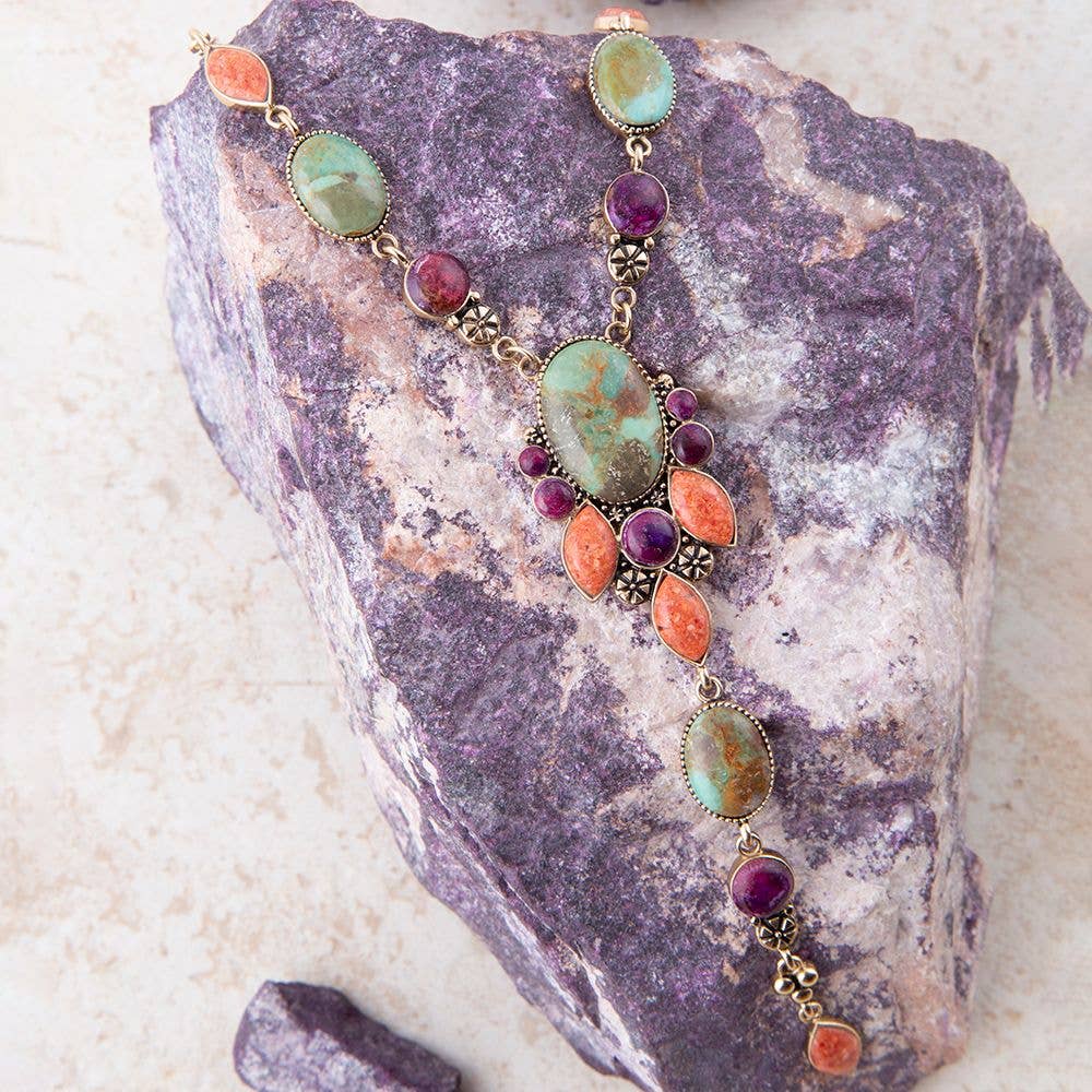 Turquoise, Amethyst & Orange Coral NecklaceBarse JewelryNECKLACES
