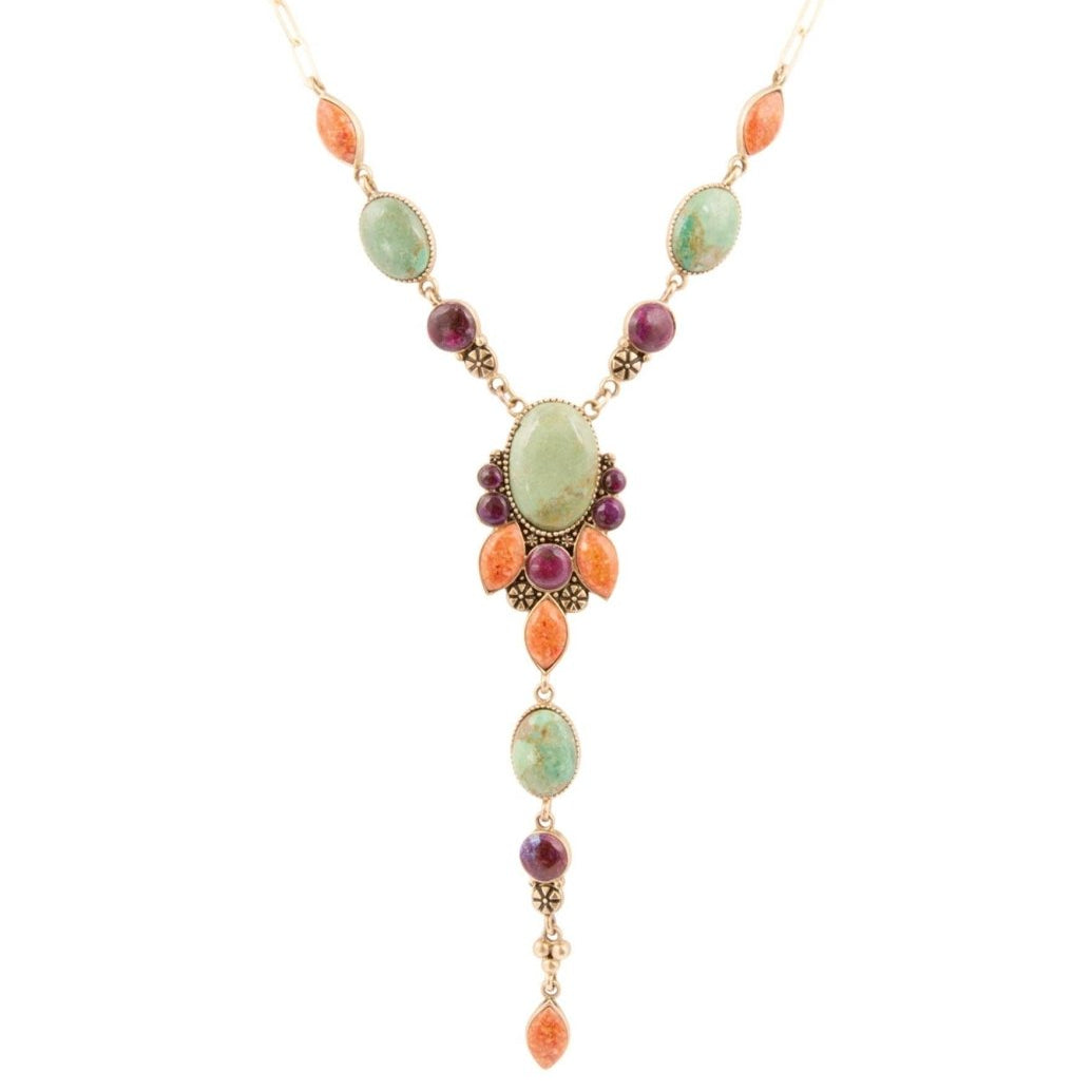 Turquoise, Amethyst & Orange Coral NecklaceBarse JewelryNECKLACES