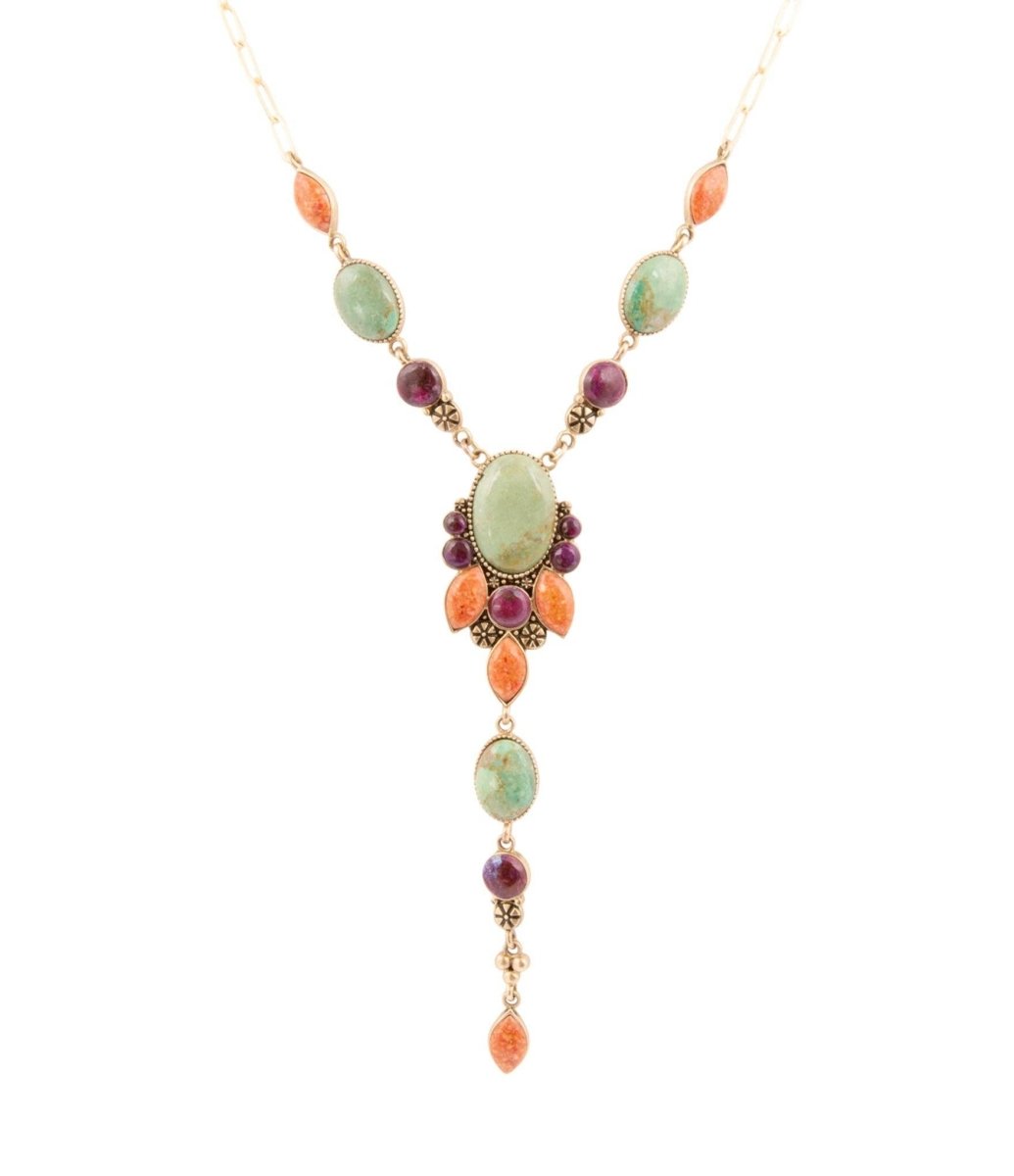 Turquoise, Amethyst & Orange Coral NecklaceBarse JewelryNECKLACES