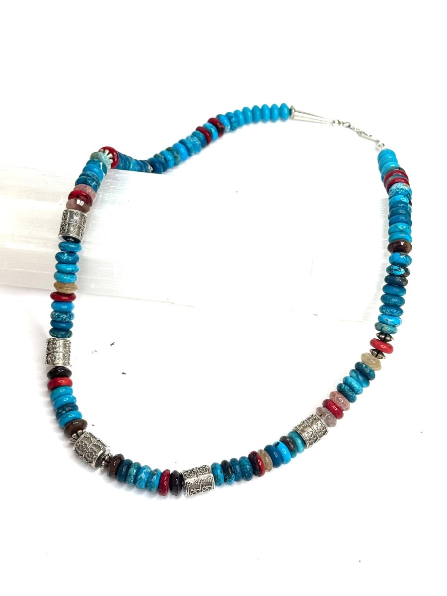 Turquoise Necklace with Crystal and Sterling Silver BeadsJinjaNECKLACES