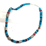 Turquoise Necklace with Crystal and Sterling Silver BeadsJinjaNECKLACES