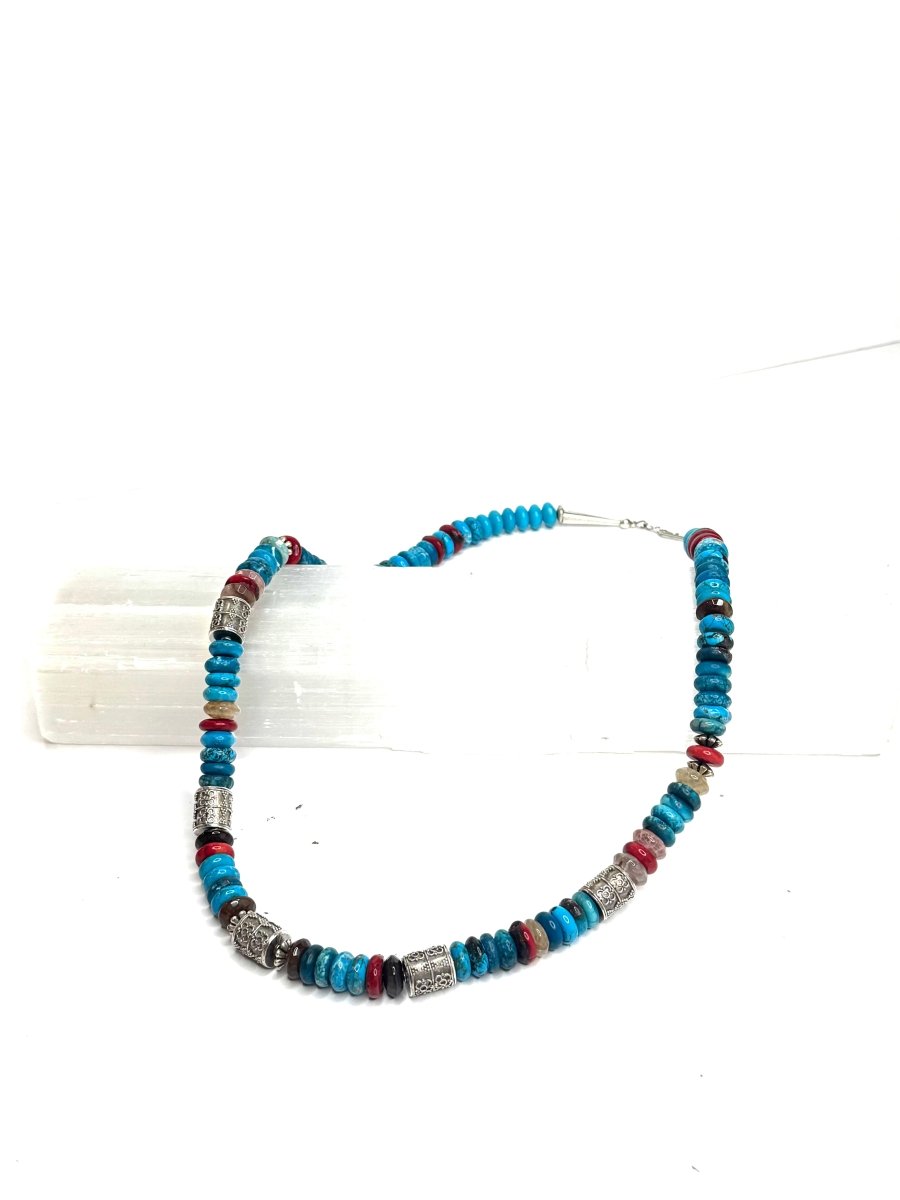 Turquoise Necklace with Crystal and Sterling Silver BeadsJinjaNECKLACES