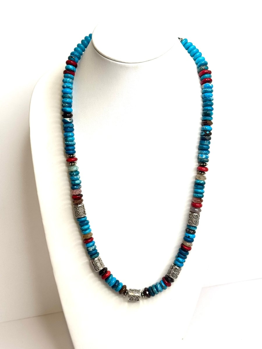 Turquoise Necklace with Crystal and Sterling Silver BeadsJinjaNECKLACES
