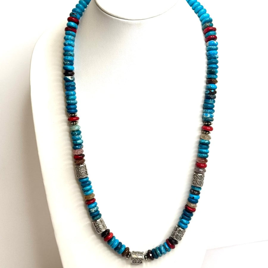 Turquoise Necklace with Crystal and Sterling Silver BeadsJinjaNECKLACES