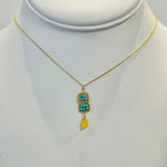Turquoise,Ethiopian Opal, & Natural Blue Zircon Necklace 4244 - C - B - mist - GMichelle PresslerNECKLACES