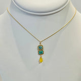 Turquoise,Ethiopian Opal, & Natural Blue Zircon Necklace 4244 - C - B - mist - GMichelle PresslerNECKLACES