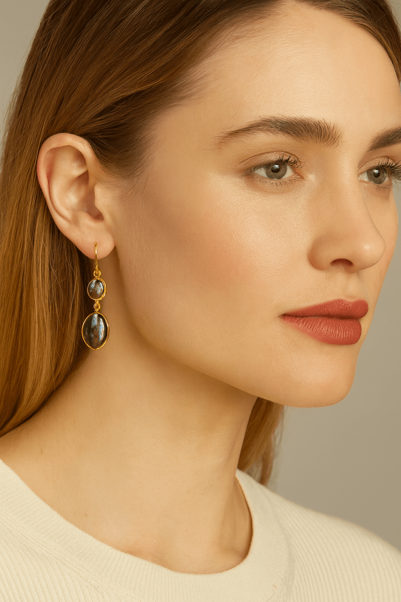 Two Stone Labradorite EarringsChakarr JewelryEARRINGS