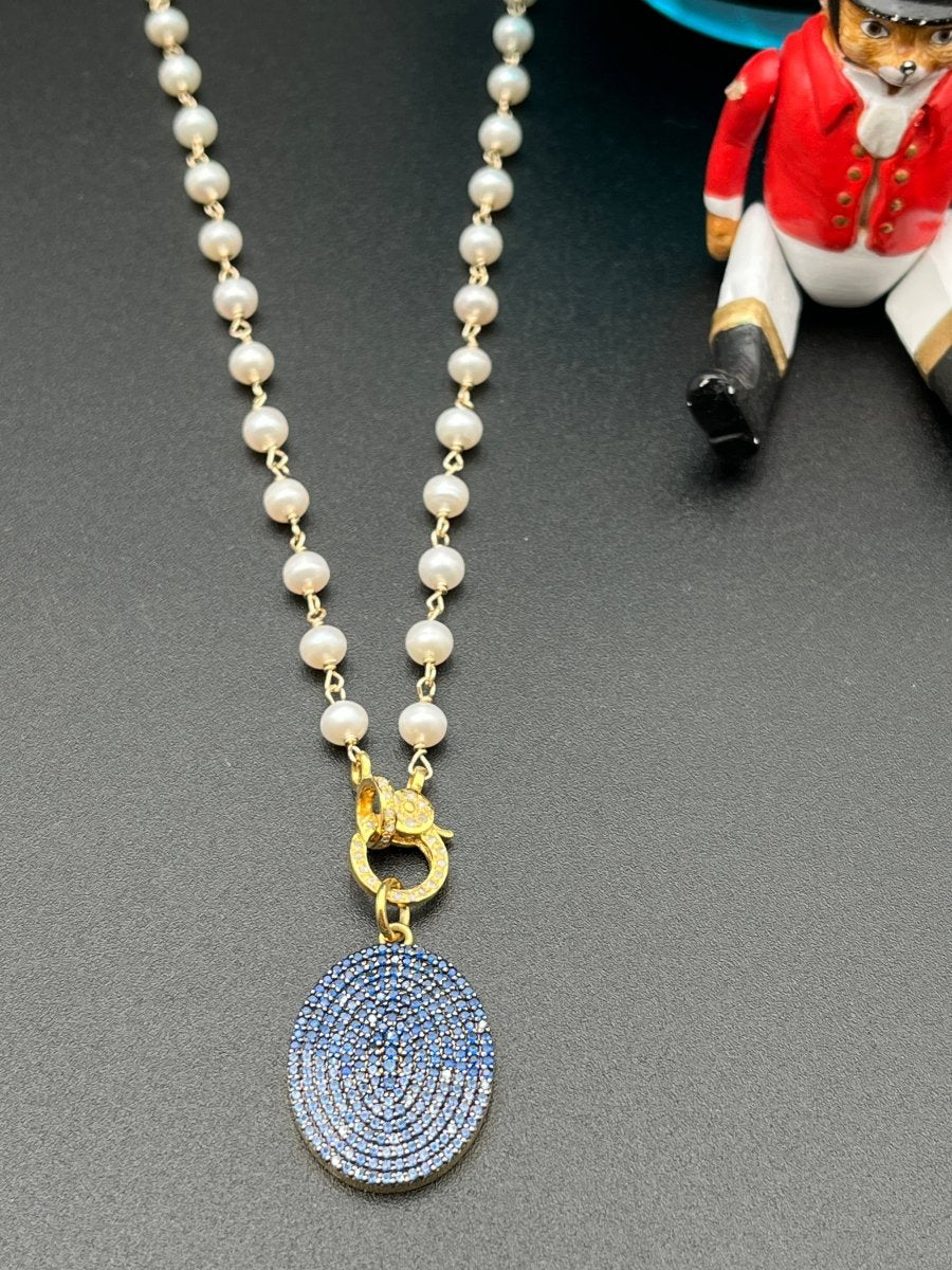Two tone Blue Sapphire Pendant with Pearl Diamond NecklaceBeth ZinkNECKLACES