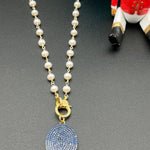 Two tone Blue Sapphire Pendant with Pearl Diamond NecklaceBeth ZinkNECKLACES