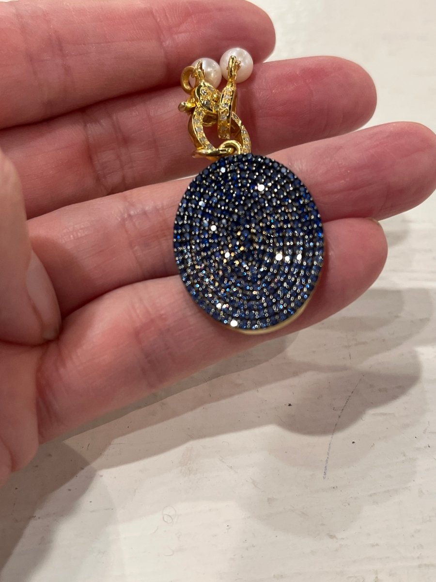 Two tone Blue Sapphire Pendant with Pearl Diamond NecklaceBeth ZinkNECKLACES