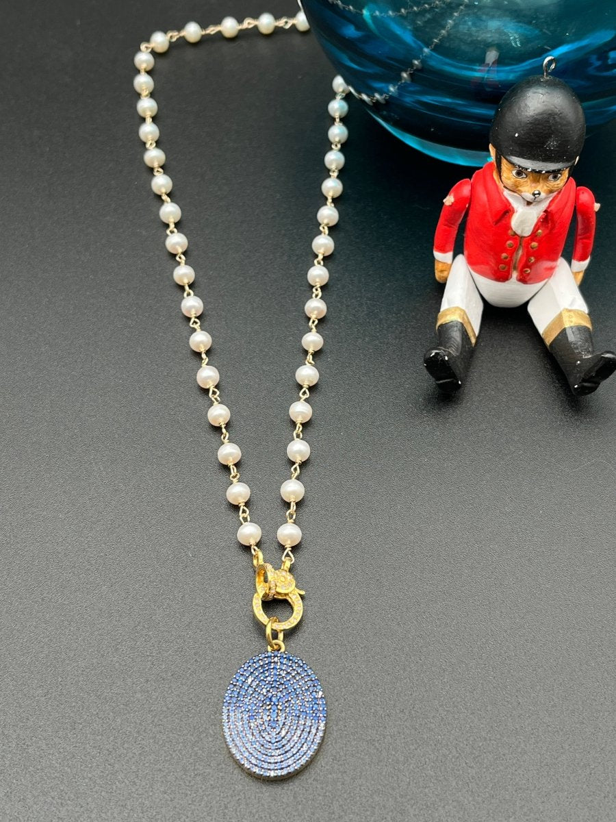 Two tone Blue Sapphire Pendant with Pearl Diamond NecklaceBeth ZinkNECKLACES