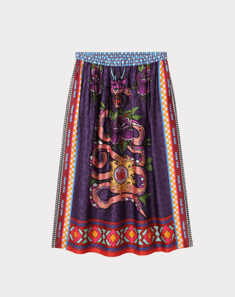 Vanessa Printed Dragon Midi Skirt - MeMe369SKIRT