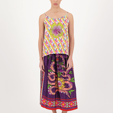 Vanessa Printed Dragon Midi Skirt - MeMe369SKIRT
