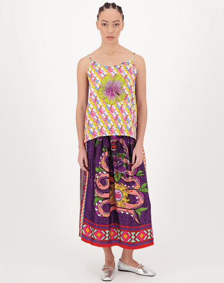 Vanessa Printed Dragon Midi Skirt - MeMe369SKIRT