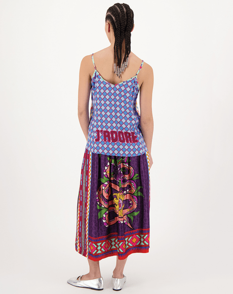 Vanessa Printed Dragon Midi Skirt - MeMe369SKIRT