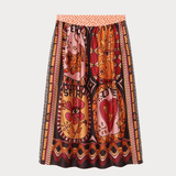 Vanessa Printed Midi Sunset Skirt - “Fierce Spirit “Me369SKIRT